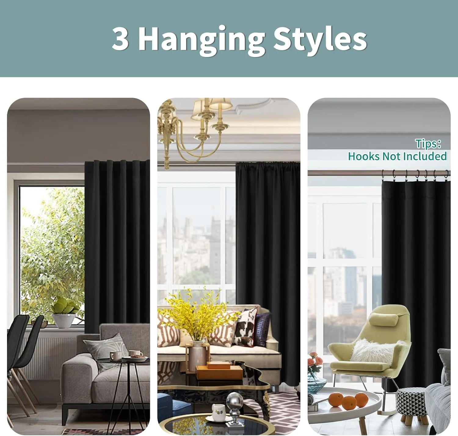 BGment Full Blackout Curtains with Thermal Insulation Liner Curtains 84 Inches Long, Rod Pocket and Back Tab Double Layer Room Darkening Window Curtain for Bedroom(52 x 84 Inch, 2 Panels, Black)