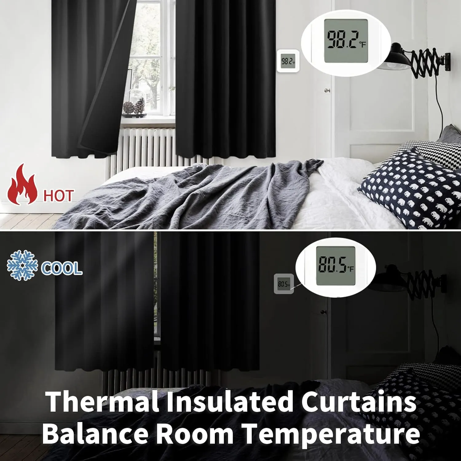 BGment Full Blackout Curtains with Thermal Insulation Liner Curtains 84 Inches Long, Rod Pocket and Back Tab Double Layer Room Darkening Window Curtain for Bedroom(52 x 84 Inch, 2 Panels, Black)