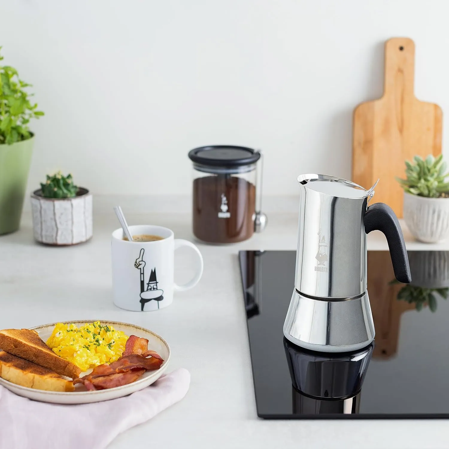 Bialetti - New Venus Induction, Stovetop Coffee Maker, Suitable for all Types of Hobs, Stainless Steel, 6 Cups (7.9 Oz), Silver