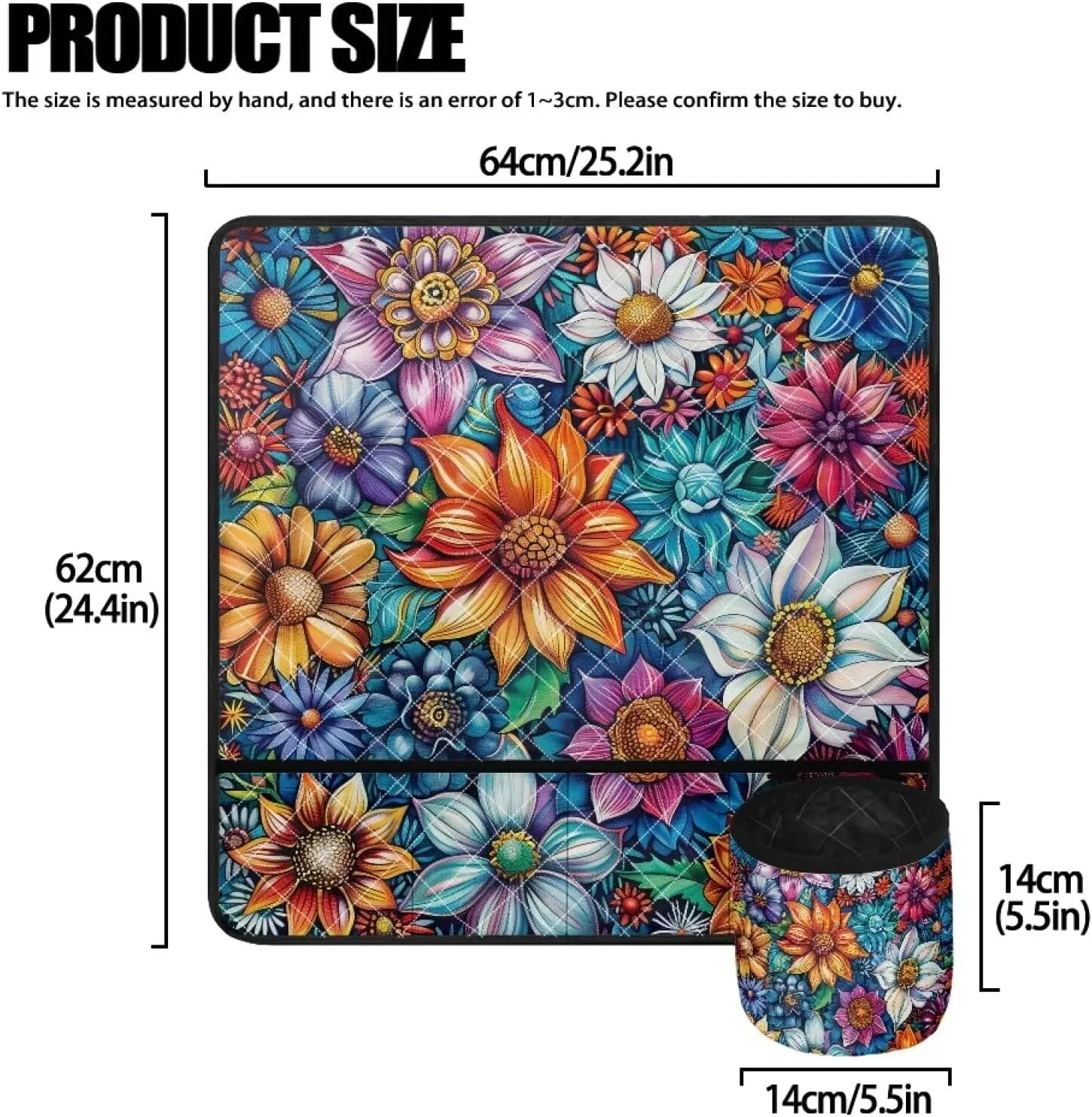 Big Floral Premium Sewing Machine Pad with Pocket - Anti-Slip Noise Reduction Mat for Sewing Machine Fits Sewing Machine Tables and Sewing Tables