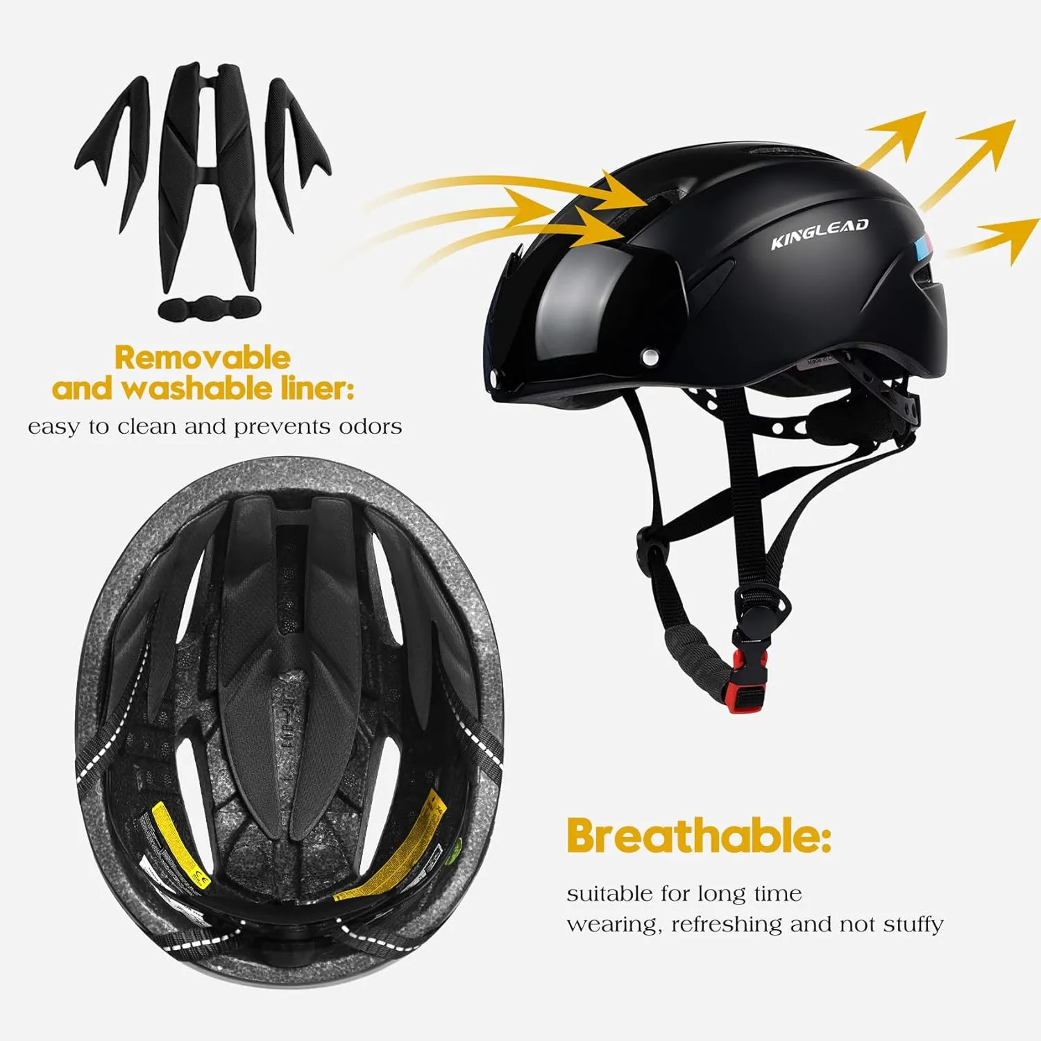 Bike Helmet for Adults Bicycle Helmet with Detachable Magnetic Googles & Adjustable Dial for Mountain Bikes, Road Bikes, Electric Bikes, Scooter