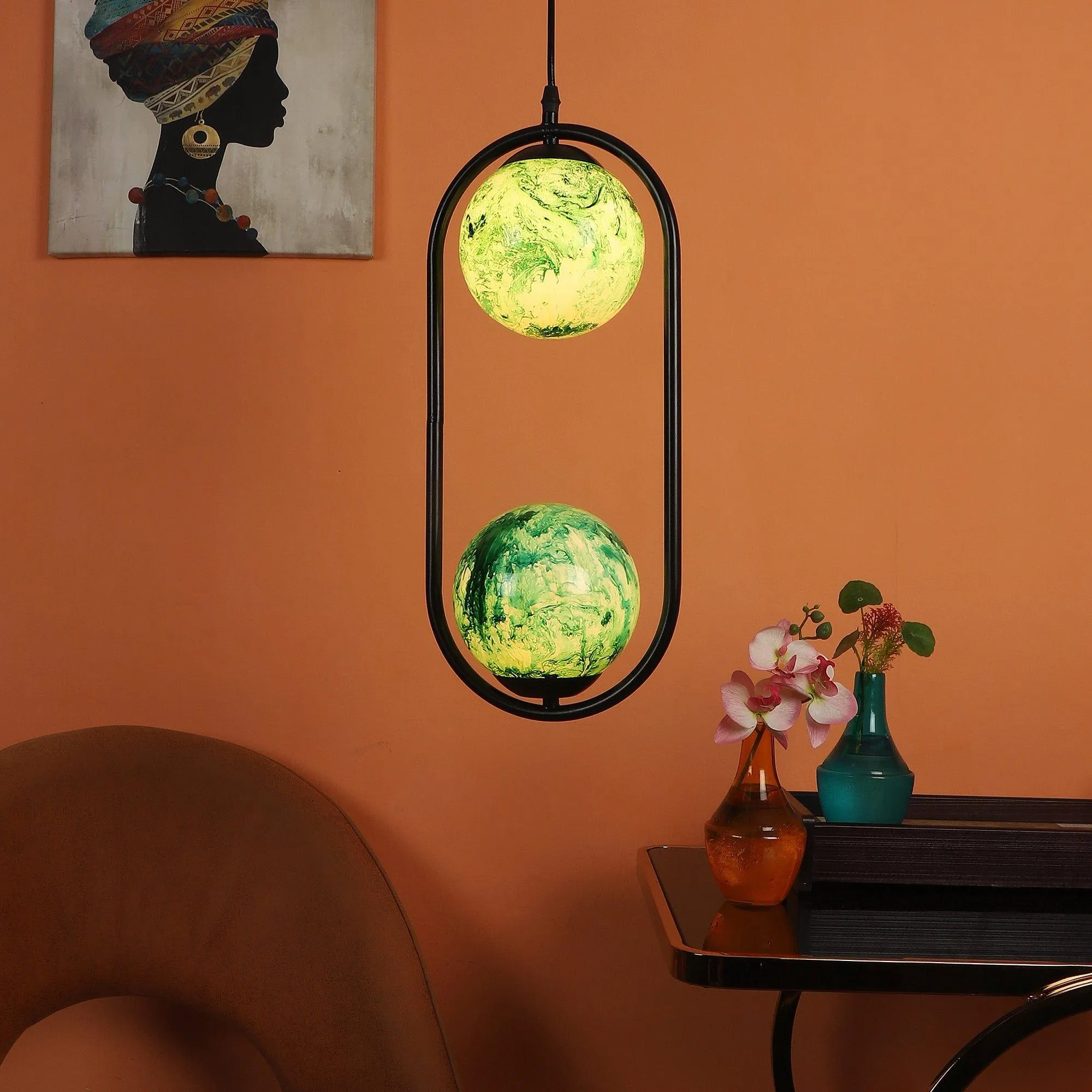 Black And  Green Modern Metal Hanging Light