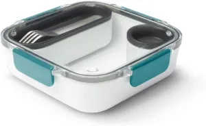 BLACK   BLUM Bento Box Style Compartment Food Container | Packed Lunch Box with Stainless-Steel Travel Fork, Leak-Proof, Microwave Safe | Ocean Blue, 34 oz / 1000 ml