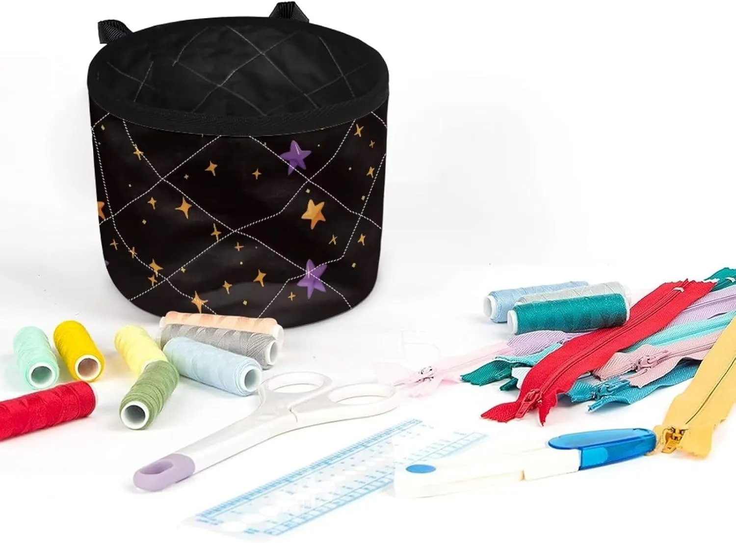Black Cat Sewing Pad Organizer with Front Pockets & Cylinder Bag for Sewing Accessories Stain Resistant Serger & Overlock Machine Accessories Easy To Carry for Sewing Classes