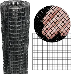 Black Hardware Cloth 4'' x 20' PVC Steel Vinyl Coated 1/2 inch Galvanized Wire Mesh Roll (19 GA) Chicken Wire Fence Roll, for coop Fences,Screen mesh, Rabbit/Snake Fences, Poultry enclosures, etc.