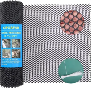 Black Plastic Wire Mesh Fence 15.7IN x 33FT - Commercial Grade Hexagonal Netting, Heavy Duty Snake & Rodent Barrier for Farms, Poultry Yards, Dog Runs | Durable Outdoor Security Fencing