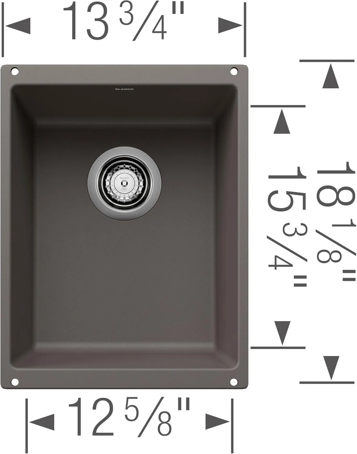 BLANCO 515653 Precis Medium Single Bowl-Cafe Sink, 13-3/4 x 18 x 7-1/2 inches, CAFÉ Brown