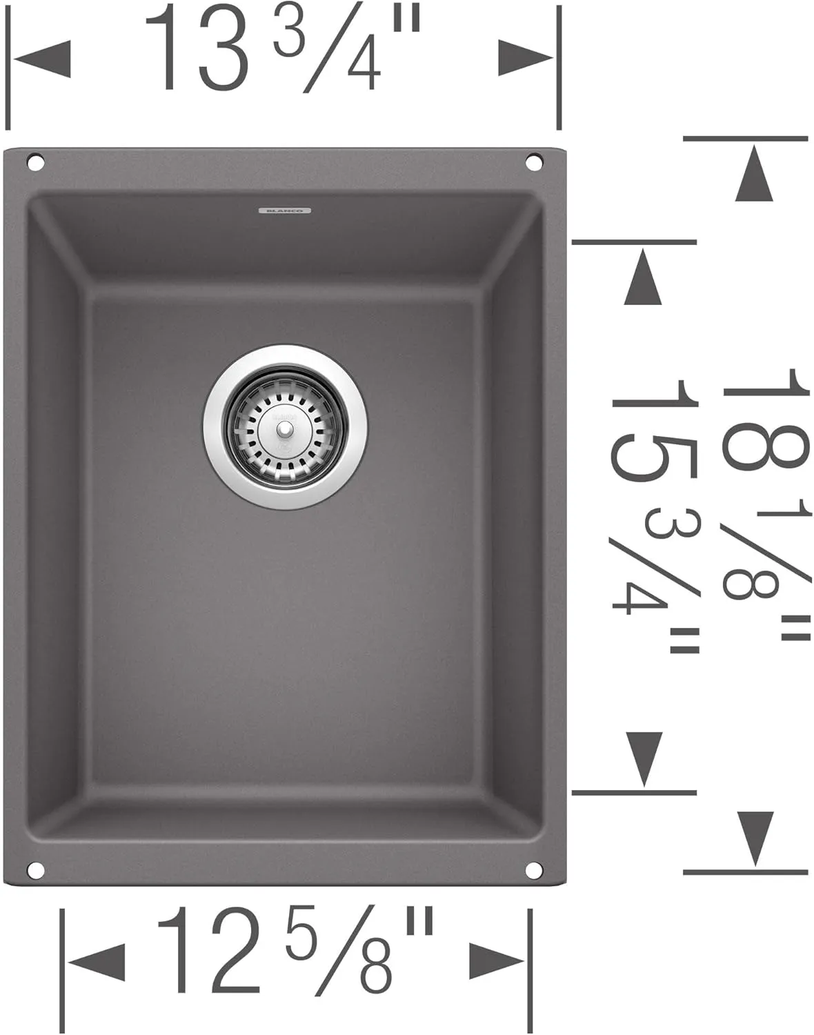 BLANCO 515653 Precis Medium Single Bowl-Cafe Sink, 13-3/4 x 18 x 7-1/2 inches, CAFÉ Brown