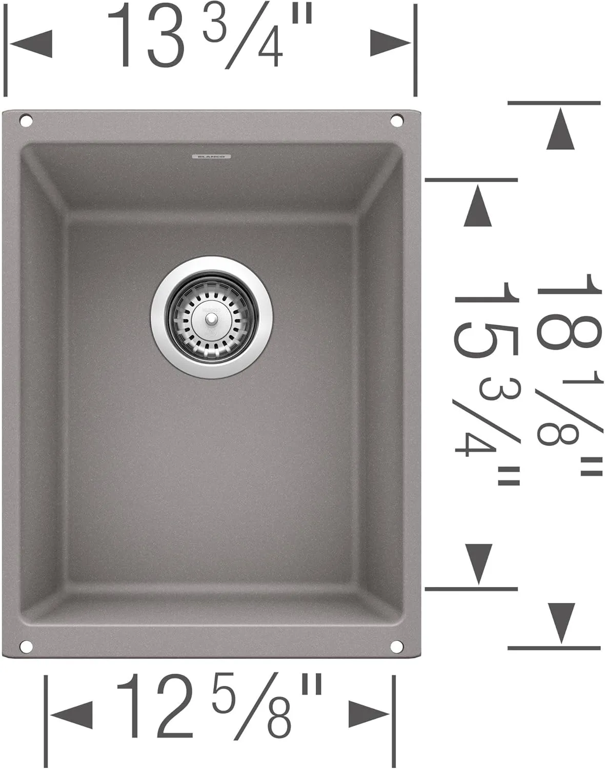 BLANCO 515653 Precis Medium Single Bowl-Cafe Sink, 13-3/4 x 18 x 7-1/2 inches, CAFÉ Brown