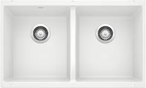 BLANCO 516320 Equal White Precis Silgranit 50/50 Double Bowl Undermount Kitchen Sink