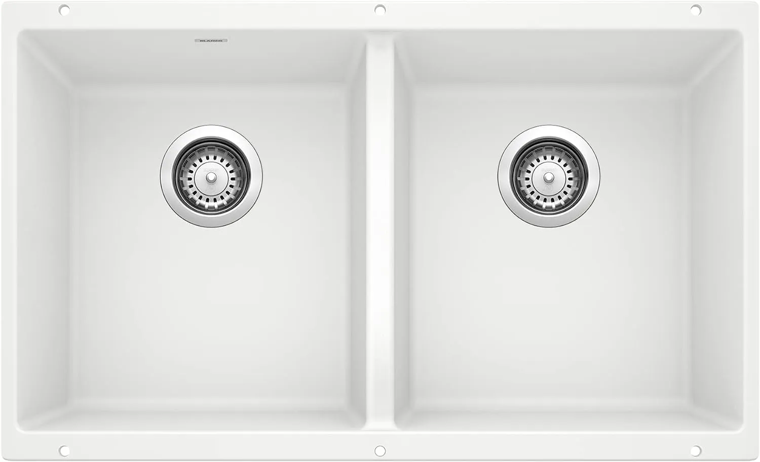 BLANCO 516320 Equal White Precis Silgranit 50/50 Double Bowl Undermount Kitchen Sink