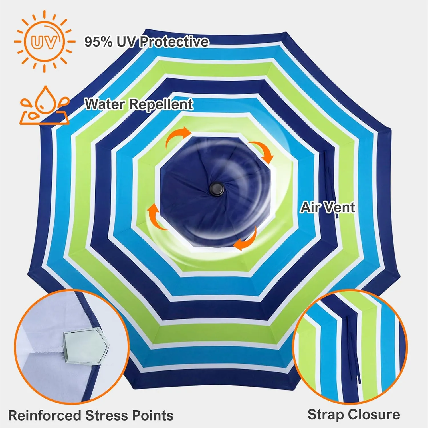 Blissun 9ft Patio Umbrella Replacement Canopy, Market Umbrella Top, Outdoor Table Umbrella Canopy for 8 Ribs, Canopy Only