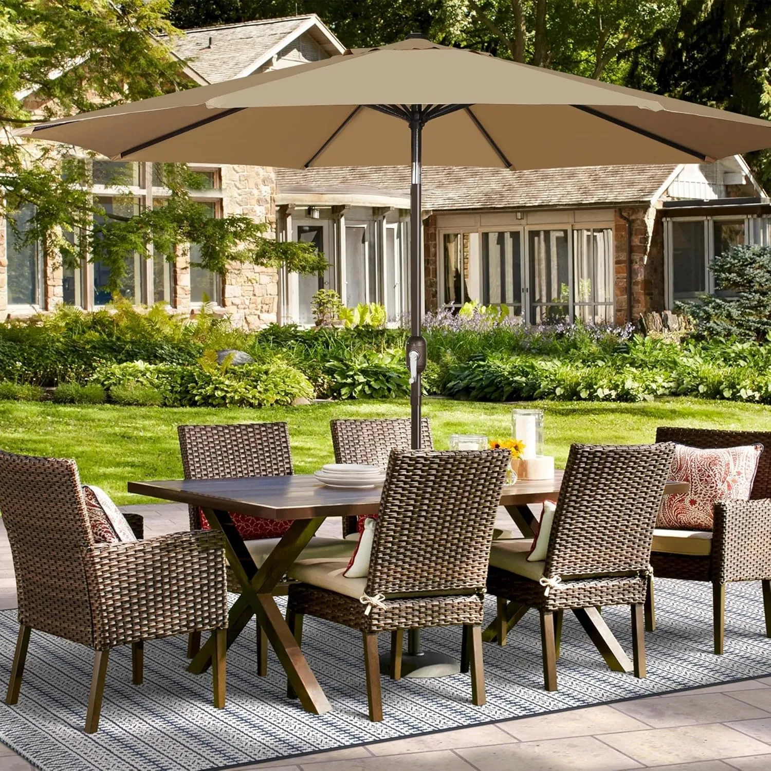 Blissun 9ft Patio Umbrella Replacement Canopy, Market Umbrella Top, Outdoor Table Umbrella Canopy for 8 Ribs, Canopy Only