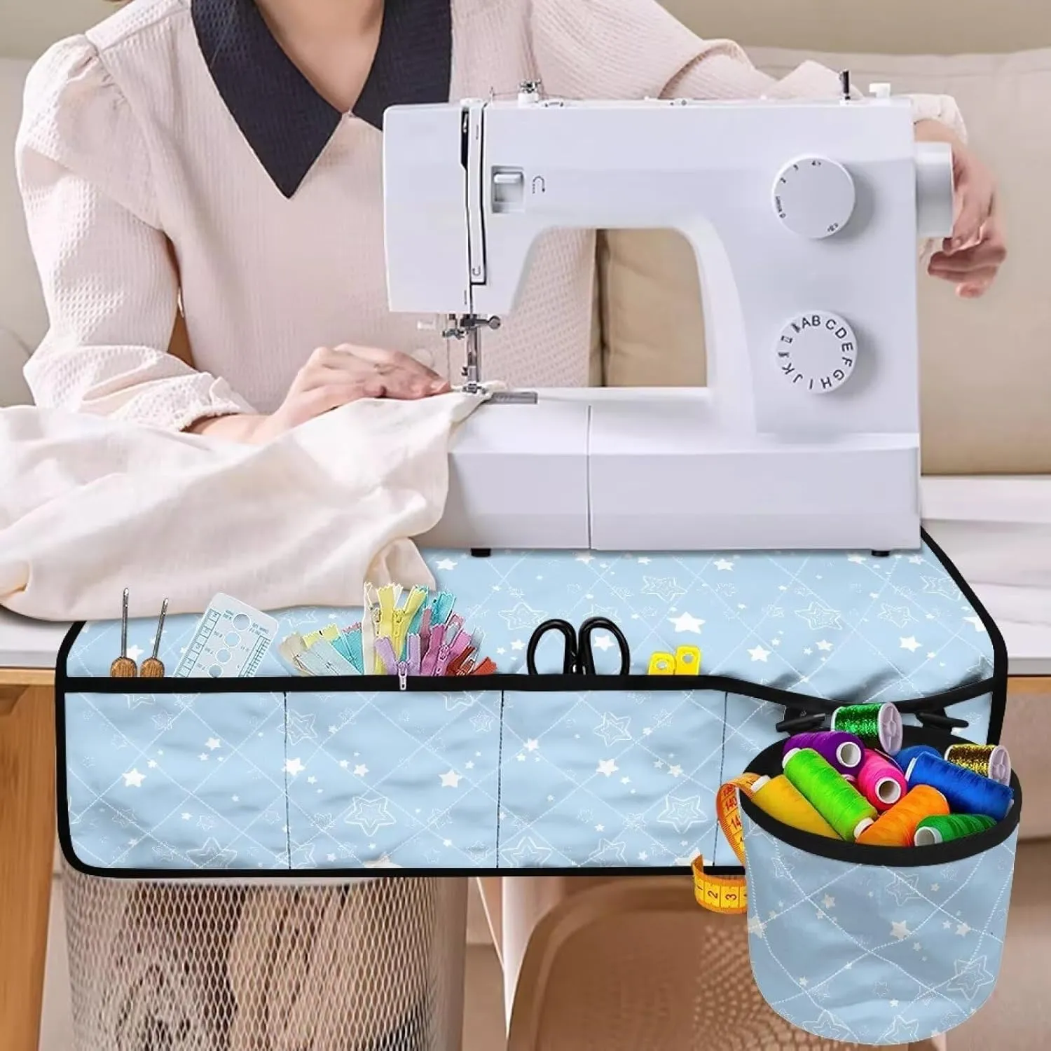 Blue Sewing Machine Table Pad, Protective Mats Fits Most Standard Household Sewing Machines Sewing Machine Mat for Table with Storage Bag