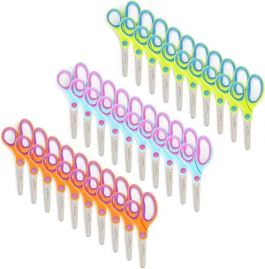 Blue Summit Supplies 30 Pack Kids Scissors Bulk with Comfort Grip, Bulk Scissors for Classroom and School, Blunt Tip for Student Safety, Assorted Colors - Orange, Blue, and Pink
