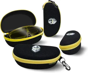 BLUPOND Large Sunglasses Case with Metal Carabiner & Zipper - EVA Semi Hard Frame Glasses Case for Men & Women