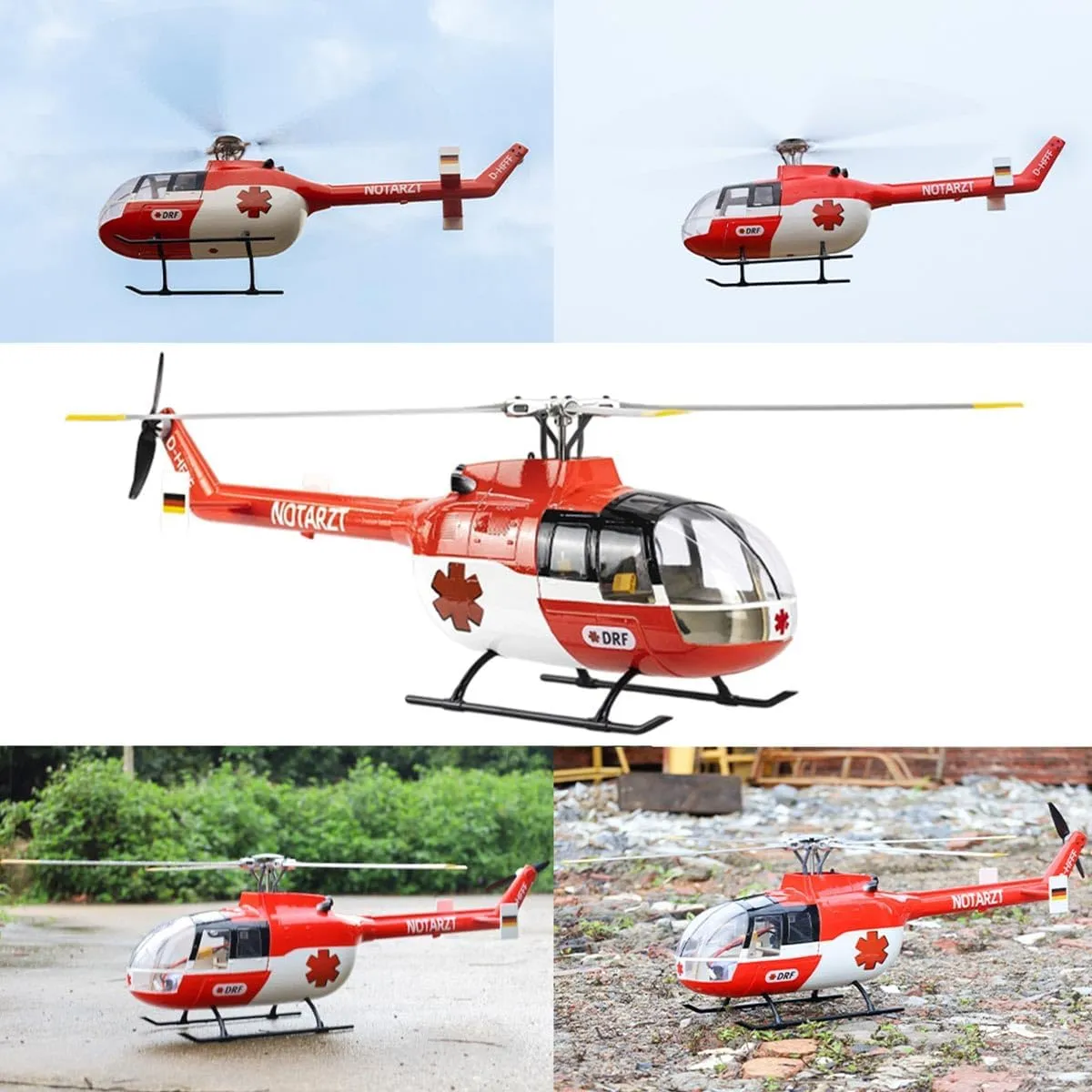 BO105 RC Helicopter with GPS Positioning, 470 Class 2.4G 6CH Remote Control Helicopter H1 Flight Controller, Adjustable Left/Right-Hand Control RC Aircraft Toy Gift -RTF