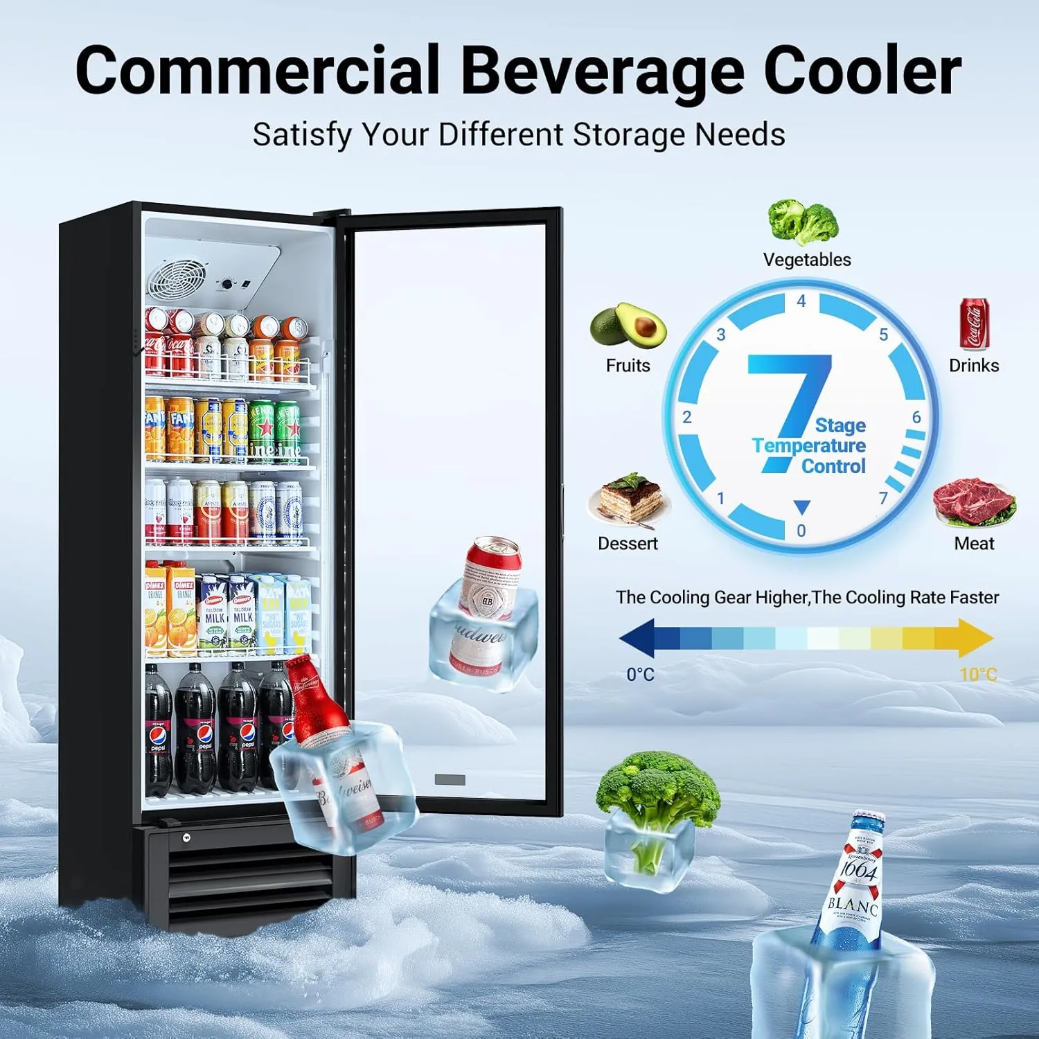 BODEGACOOLER Beverage Refrigerator and Cooler For Man Cave, Commercial Merchandiser Refrigerators with Soft LED Light, Upright Display refrigerator, Commercial Cooler as Back Bar Fridge.11.5 Cu.Ft.