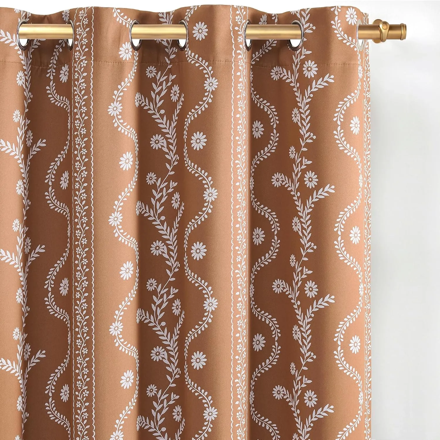 Boho Blackout Curtains 84 Inch Length 2 Panels Set Rustic Curtain for Bedroom Living Room Thermal Insulation Printed Floral Curtains Burnt Orange Black out Bohemian Western Drapes for Living Room