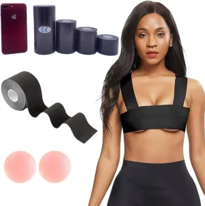 Boob Tape Jumbo G Breast Lift Bra Lifters Kim Trick Kardashian Cleavage Invisible Shapewear Push Up Backless Strapless Waterproof Nipple Covers Black