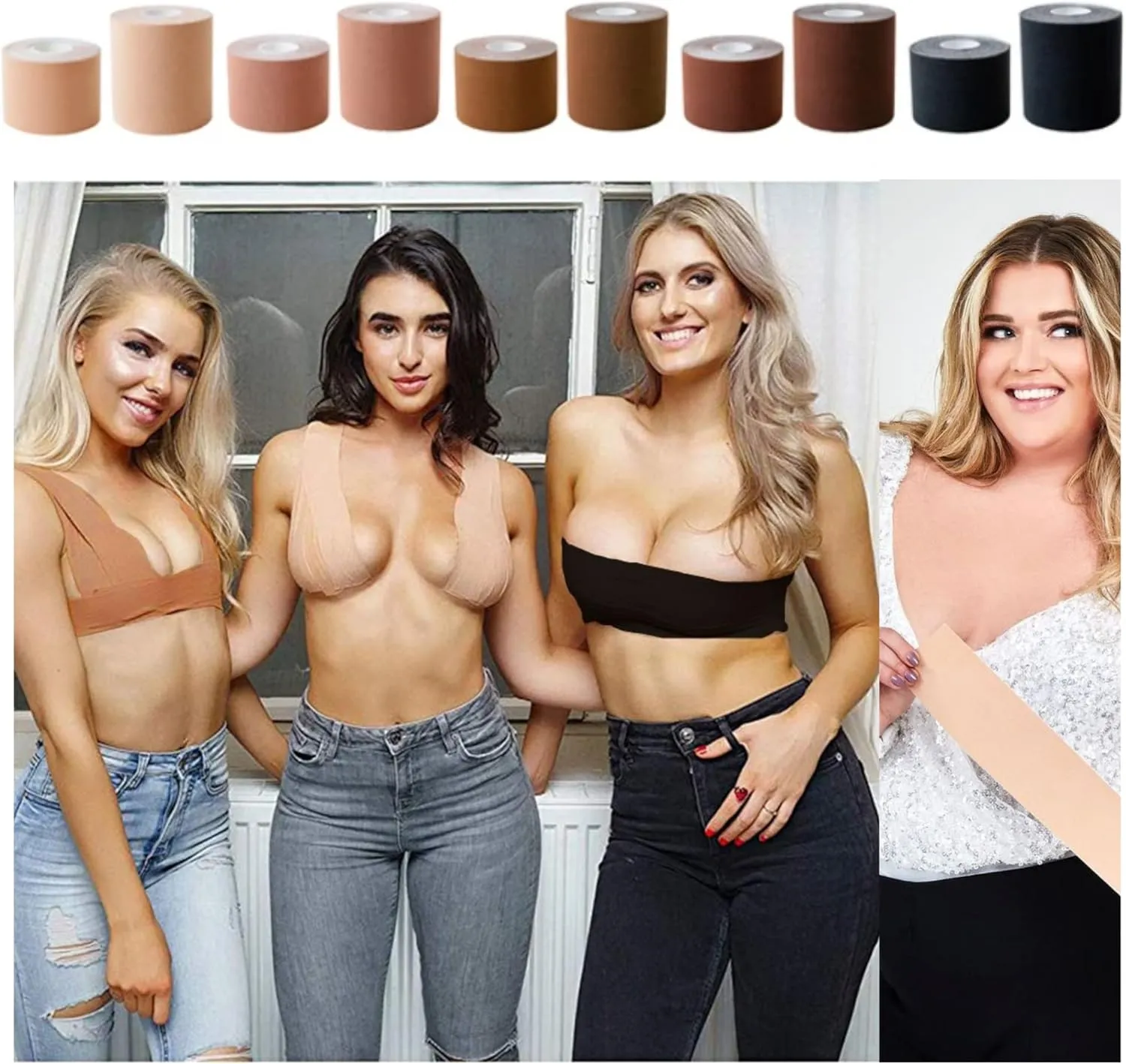 Boob Tape Jumbo G Breast Lift Bra Lifters Kim Trick Kardashian Cleavage Invisible Shapewear Push Up Backless Strapless Waterproof Nipple Covers Black