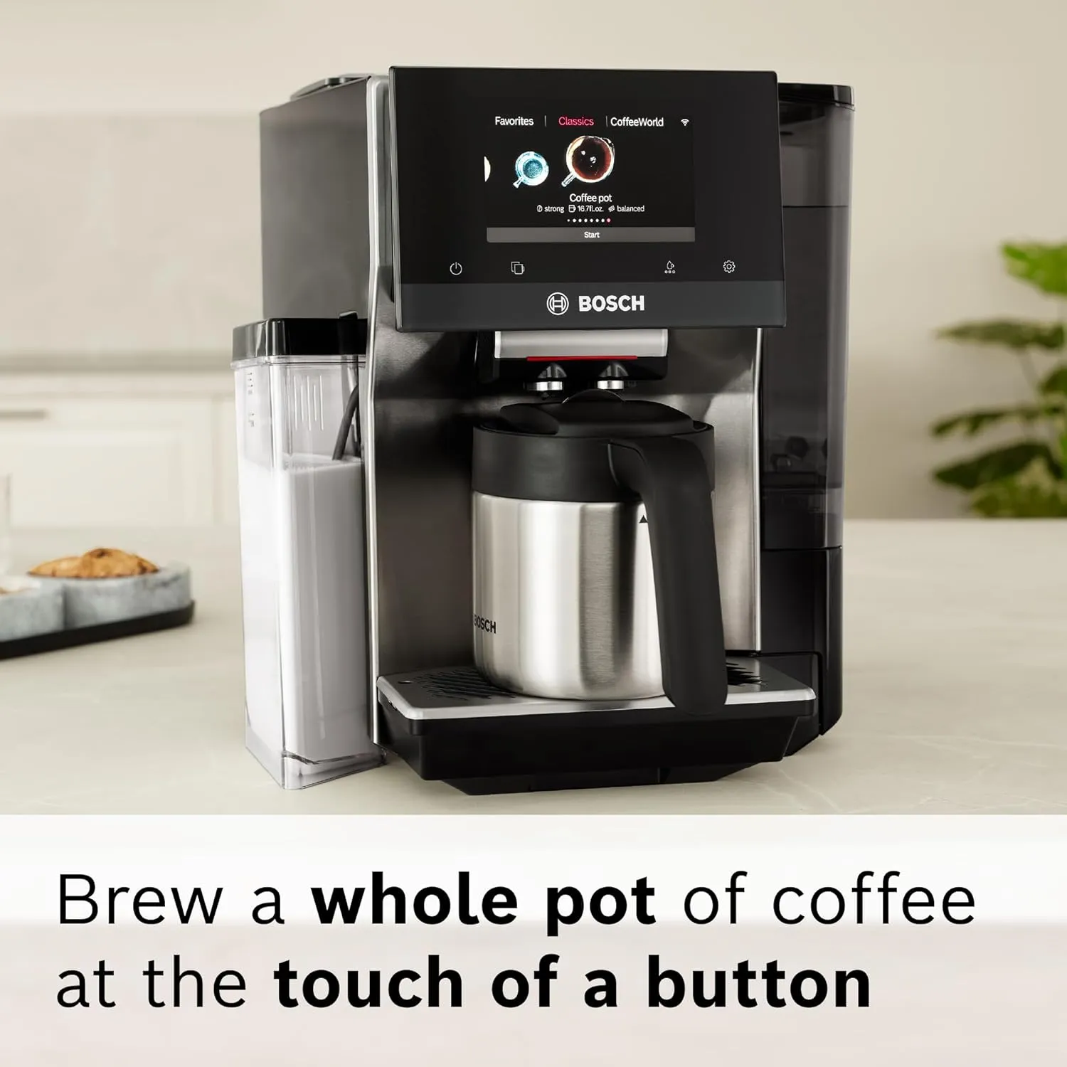 Bosch TQU60307 800 Series VeroCafe Fully Automatic Espresso Machine with Home Connect, 36 Beverage Varieties with Coffee World, Double Cup, Integrated Milk