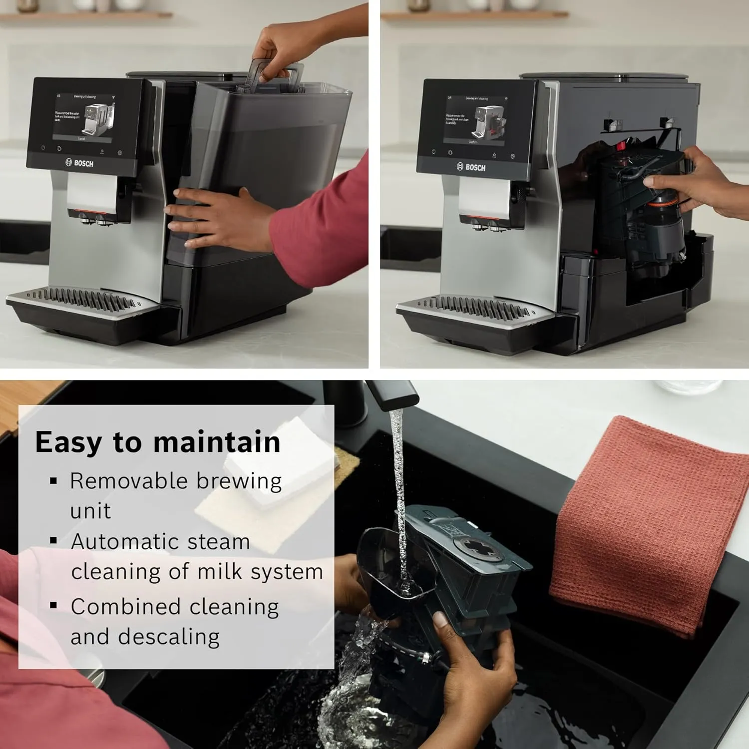 Bosch TQU60703 800 Series VeroCafe Fully Automatic Espresso Machine with Home Connect, 36 Beverage Varieties with Coffee World, Cup Warmer, Double Cup, Integrated Milk Container, in Stainless Steel