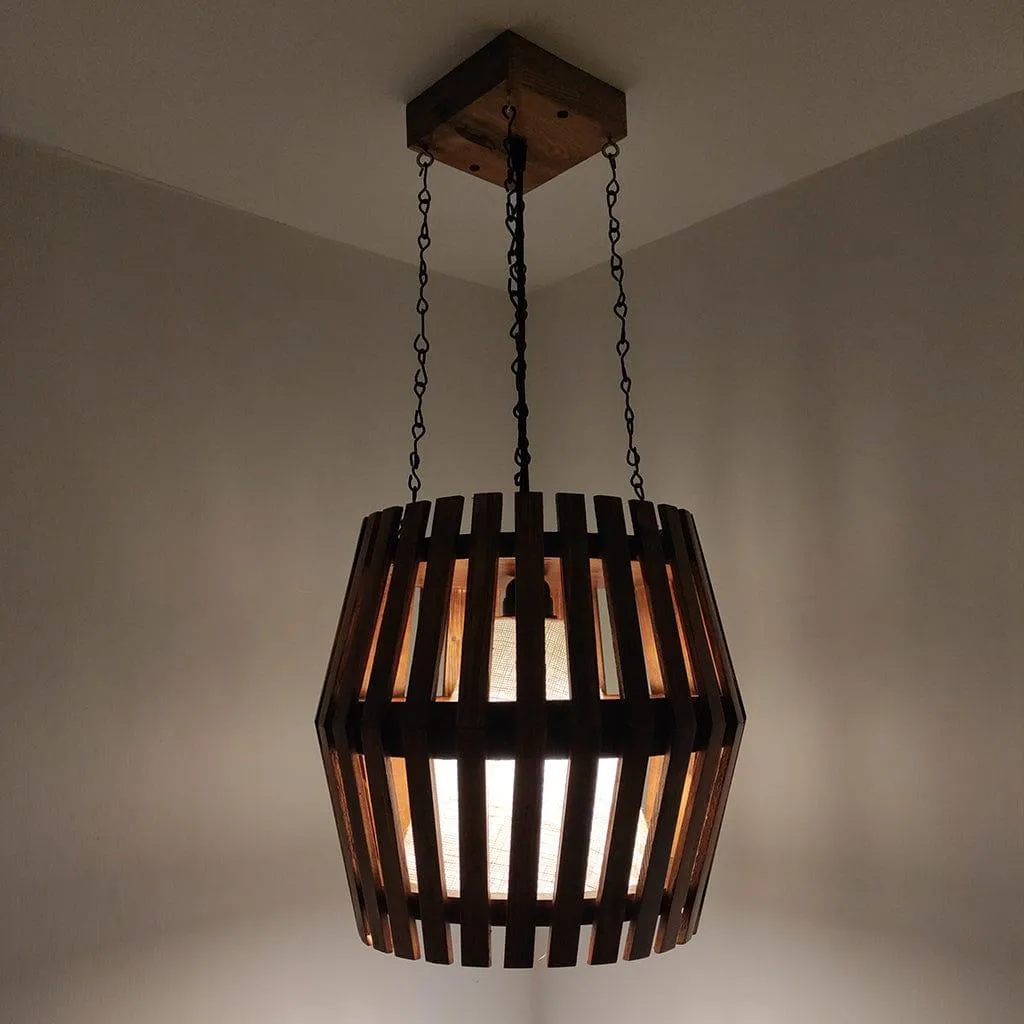 Bourbon Brown Wooden Single Hanging Lamp