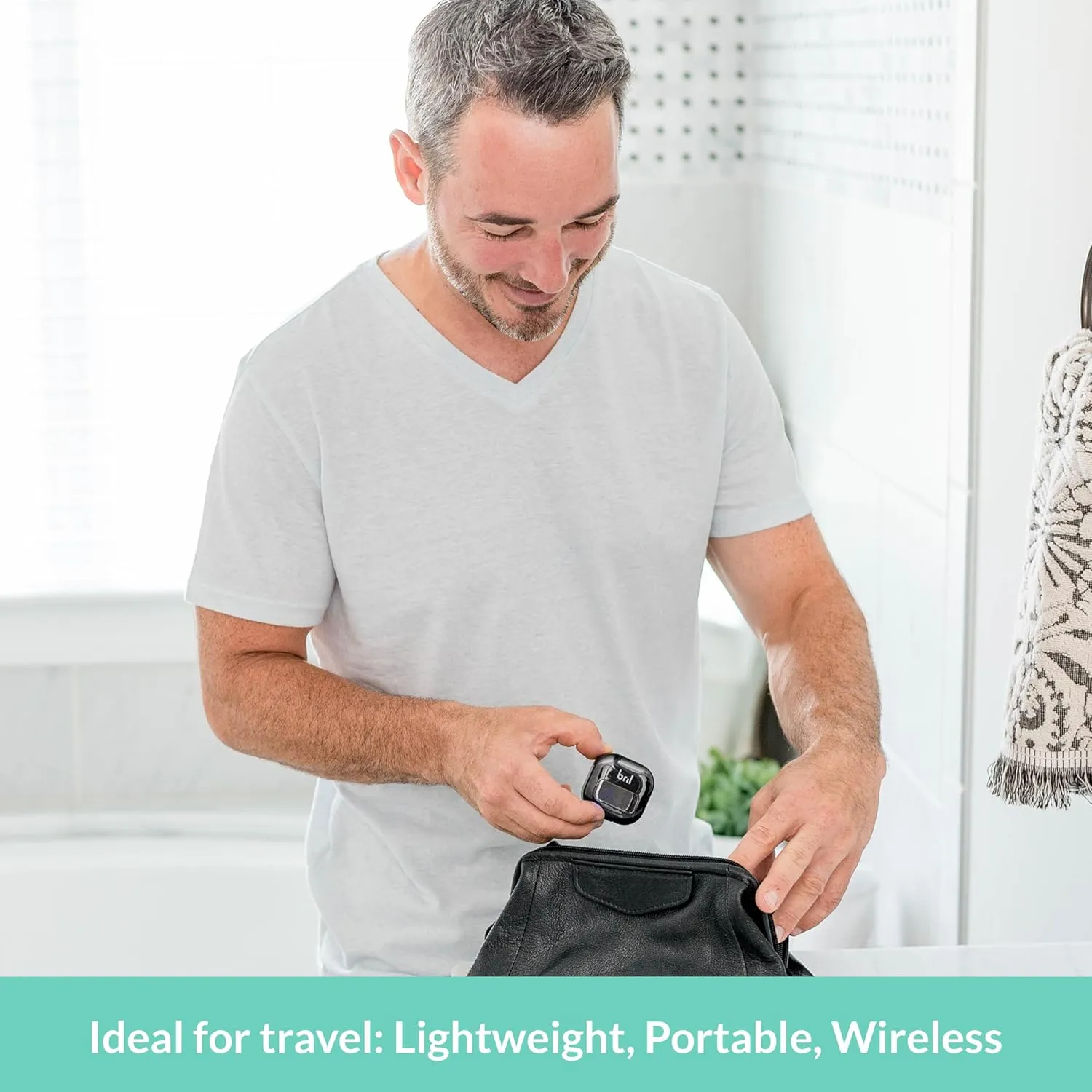 Bril UV-C Toothbrush Sanitizer, Portable Cleaner, Travel Cover, Magnetic Holder, and Rechargeable Case for Any Size Toothbrush, Black