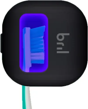 Bril UV-C Toothbrush Sanitizer, Portable Cleaner, Travel Cover, Magnetic Holder, and Rechargeable Case for Any Size Toothbrush, Black