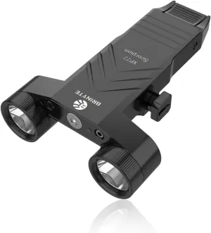 Brinyte XP22 1300 Lumens LED Tactical Flashlight with Strobe, Low Profile Compact Light for Picatinny Rail Mount with Built-in Pressure Switch, Magnetic USB Rechargeable,Black
