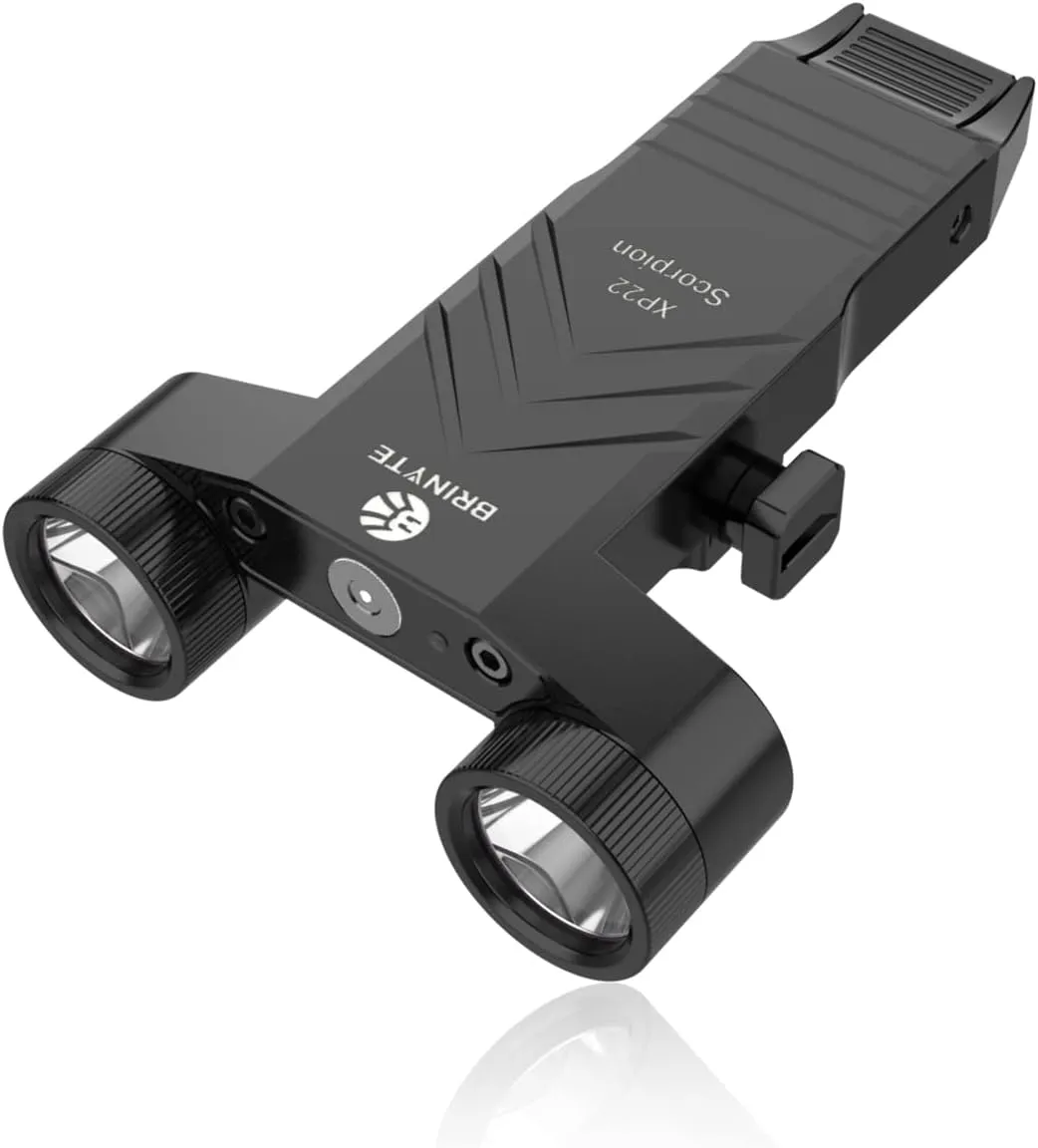 Brinyte XP22 1300 Lumens LED Tactical Flashlight with Strobe, Low Profile Compact Light for Picatinny Rail Mount with Built-in Pressure Switch, Magnetic USB Rechargeable,Black