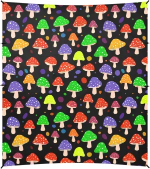 Burbuja Cartoon Mushrooms Beach Canopy Windproof Beach Tent Sun Shade with 4 Sandbags & Sand Shovel, Portable Sun Shelter for Family Camping Picnic