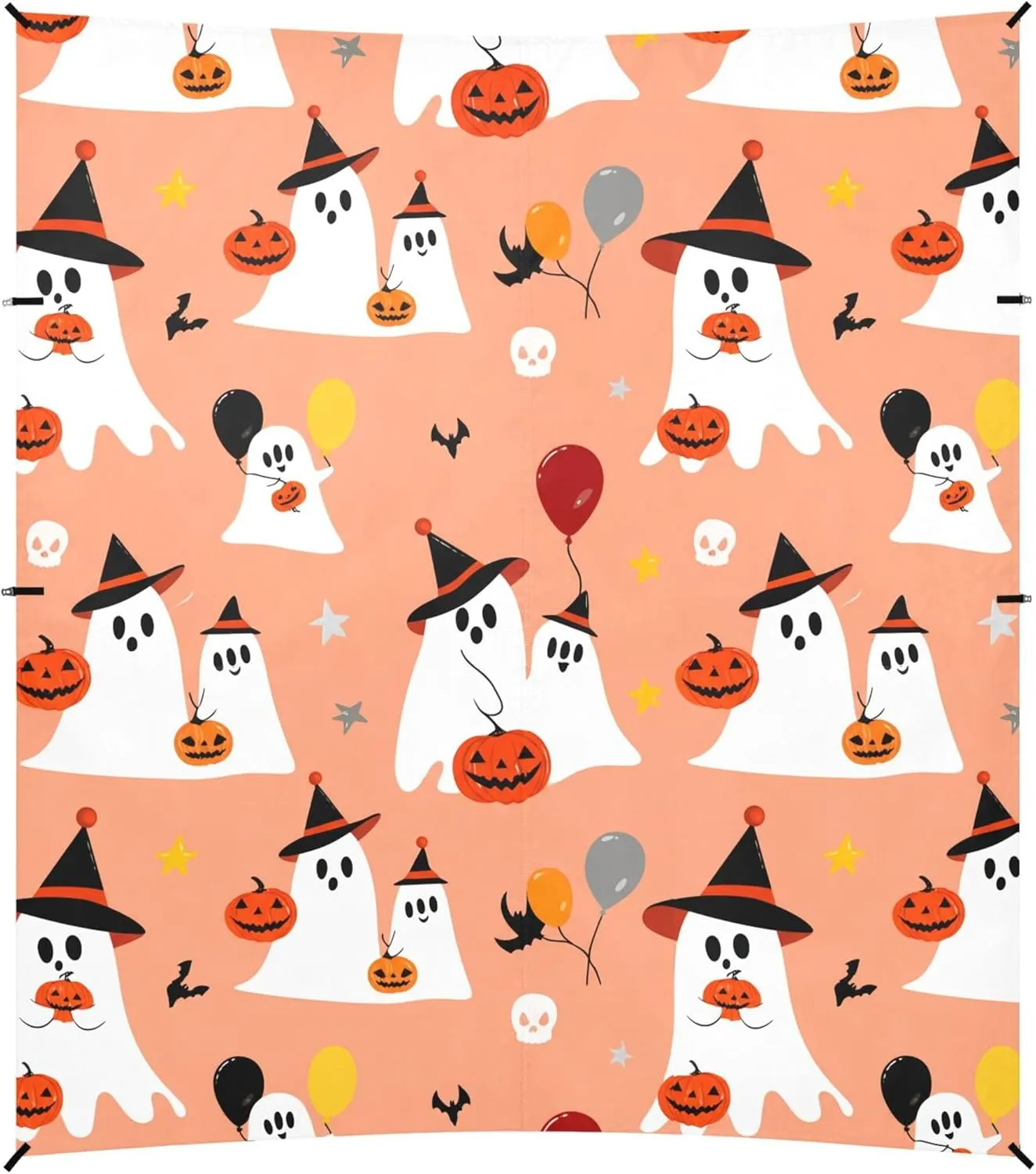 Burbuja Cute Ghosts in Hats Beach Canopy Windproof Beach Tent Sun Shade with 4 Sandbags & Sand Shovel, Portable Sun Shelter for Family Camping Picnic