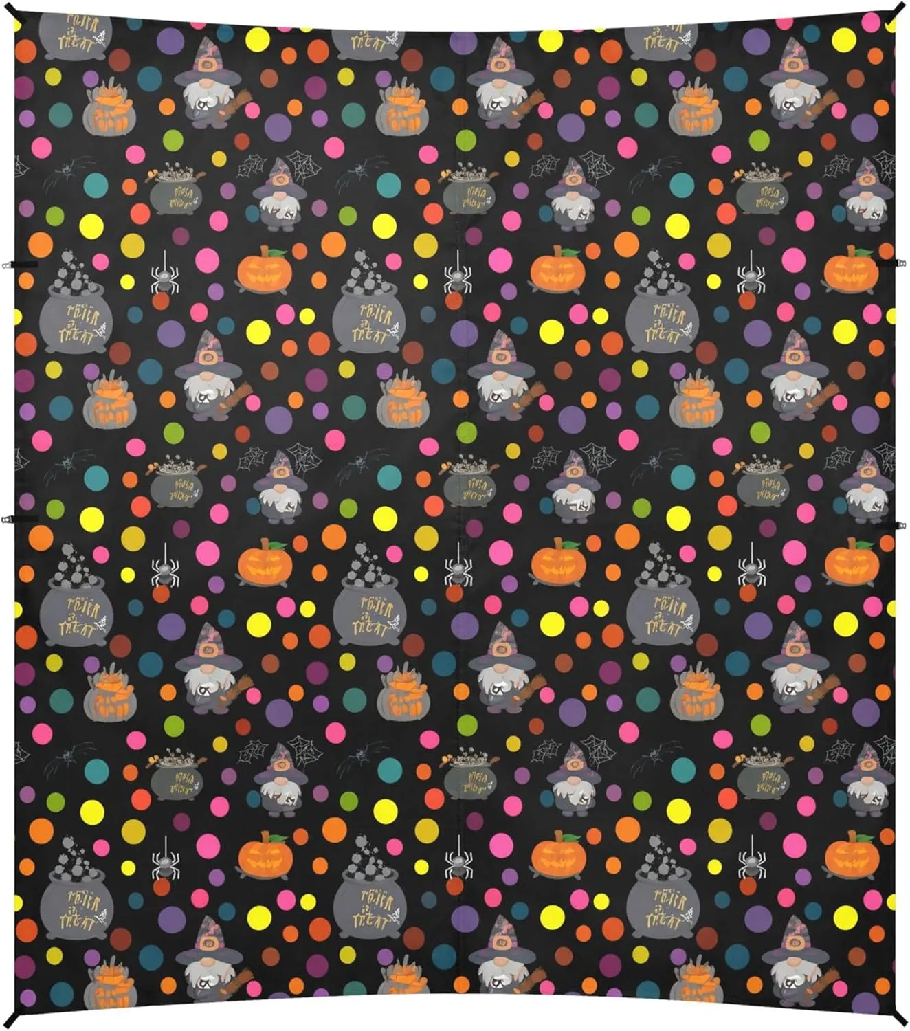 Burbuja Halloween Polka Dots Gnome Beach Canopy Windproof Beach Tent Sun Shade with 4 Sandbags & Sand Shovel, Portable Sun Shelter for Family Camping Picnic