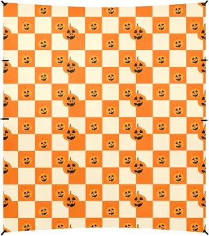 Burbuja Orange Checkered Pumpkins Beach Canopy Windproof Beach Tent Sun Shade with 4 Sandbags & Sand Shovel, Portable Sun Shelter for Family Camping Picnic