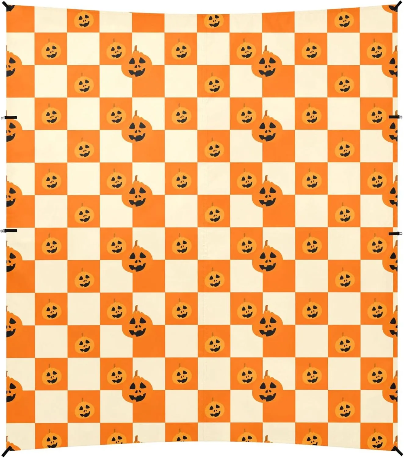 Burbuja Orange Checkered Pumpkins Beach Canopy Windproof Beach Tent Sun Shade with 4 Sandbags & Sand Shovel, Portable Sun Shelter for Family Camping Picnic