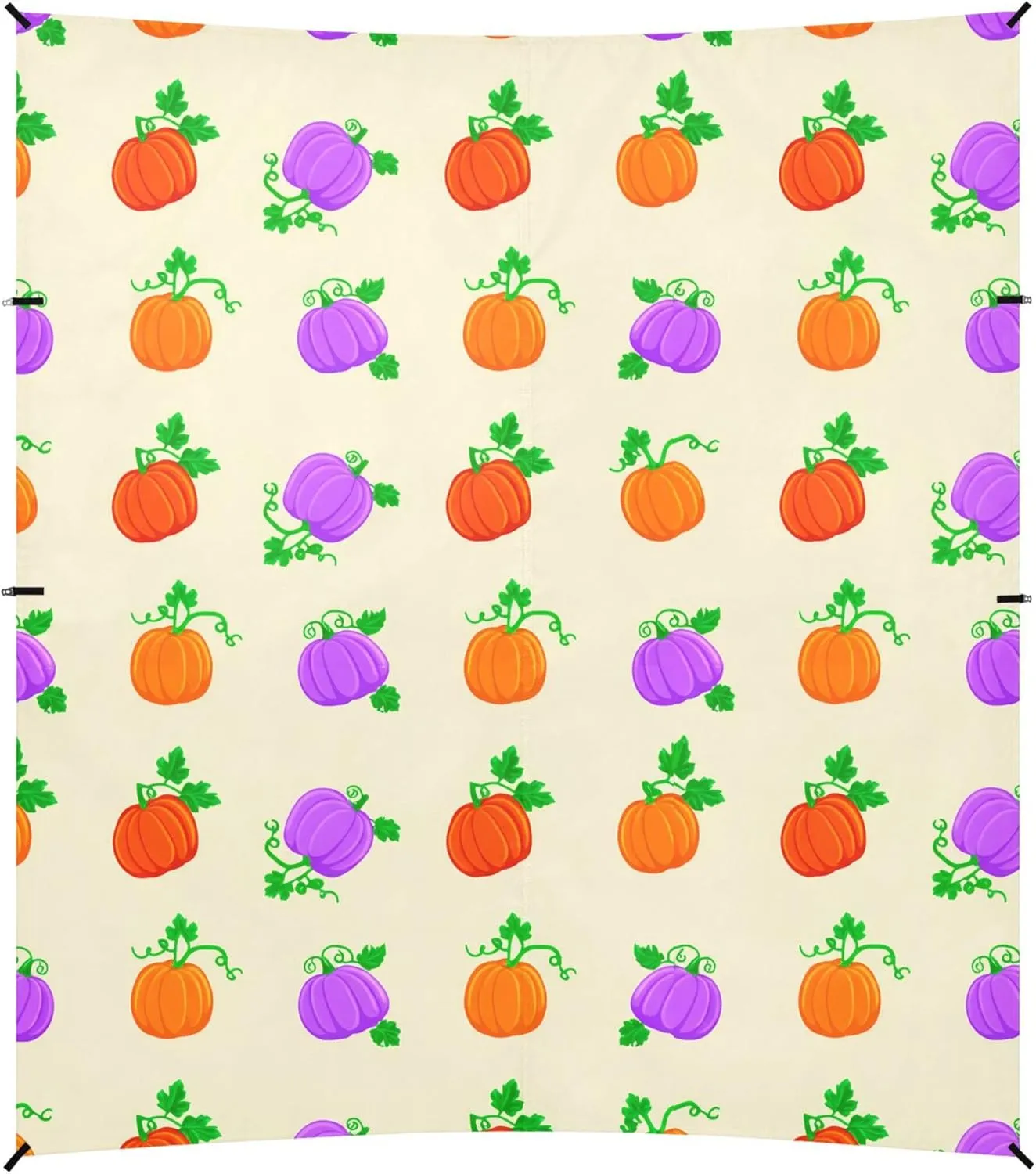 Burbuja Orange Purple Pumpkins Beach Canopy Windproof Beach Tent Sun Shade with 4 Sandbags & Sand Shovel, Portable Sun Shelter for Family Camping Picnic