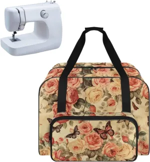 Butterfly Rose Sewing Machine Case for Most Standard Sewing Machines Sewing Machine Bag with Handles and Pockets Travel Storage Carry Case Large Capacity