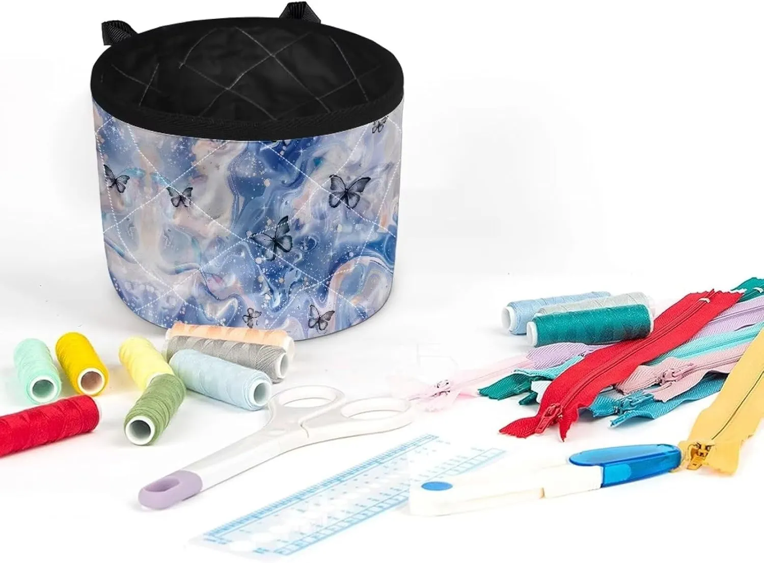 Butterfly Sewing Machine Carry Case for Table with 4 Pockets for Sewing Accessories Non Slip Mats Soft Sew Machine Pad Protective Accessories