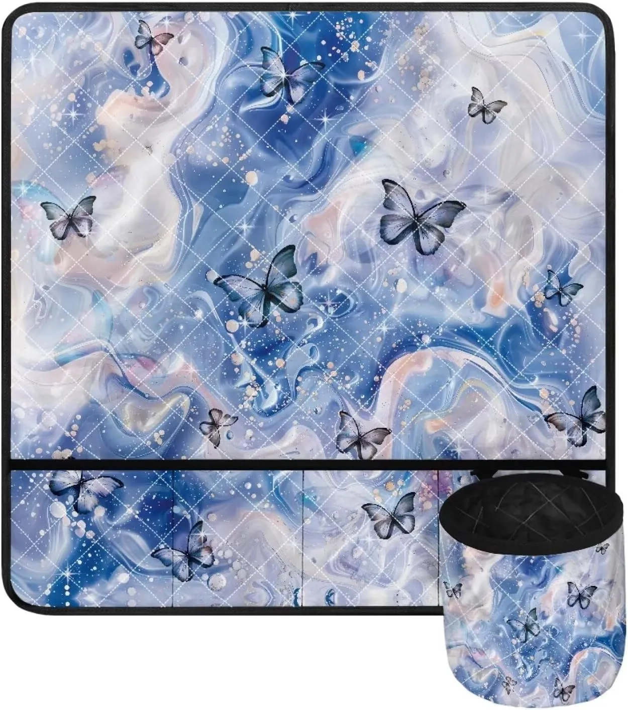 Butterfly Sewing Machine Carry Case for Table with 4 Pockets for Sewing Accessories Non Slip Mats Soft Sew Machine Pad Protective Accessories