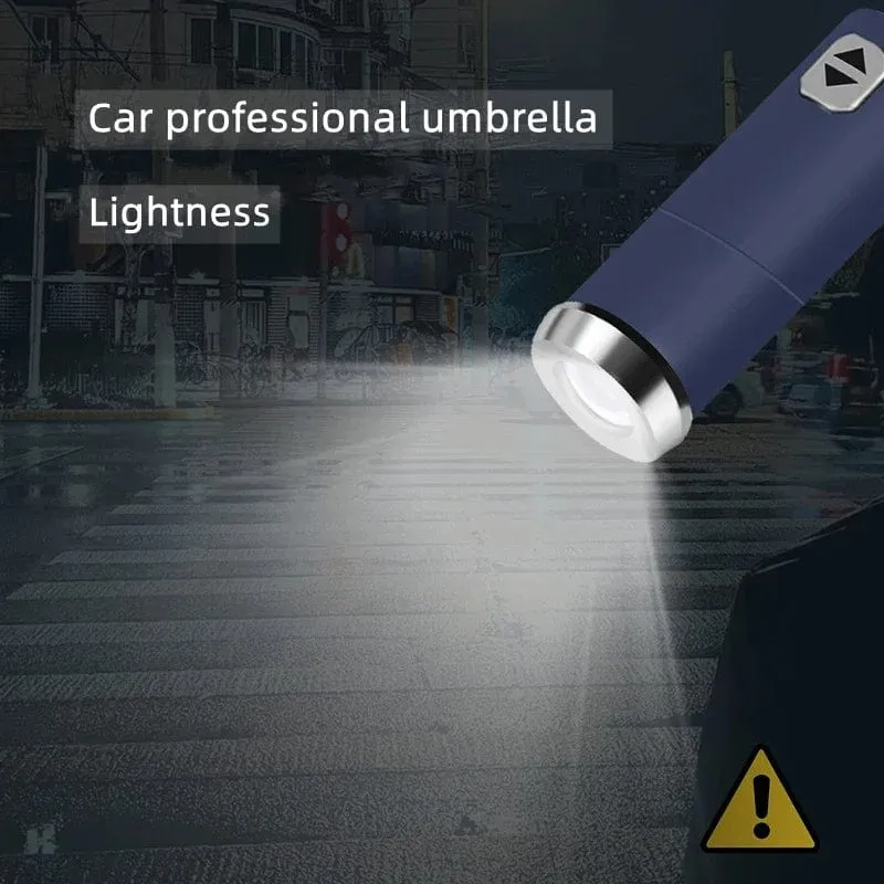 BYD AutoShield: Reflective Stripe Windproof Umbrella with LED Light