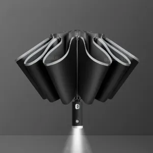 BYD AutoShield: Reflective Stripe Windproof Umbrella with LED Light