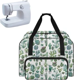 Cactus Sewing Machine Carrying Case Portable Travel Storage Carry Case with Pockets Lightweight Hard Sewing Machine Bag for Most Sewing Machines and Extra Sewing Accessories