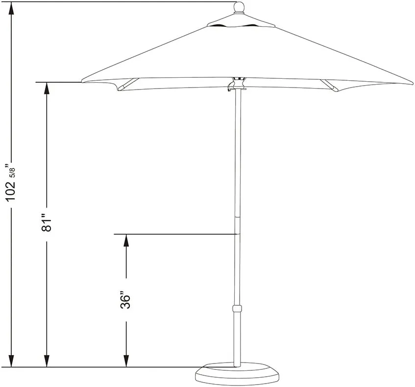 California Umbrella 6' Sq Wooden Market Umbrella, Push Open Pin Stop , Sunbrella Black (Model: MARE604-5408)