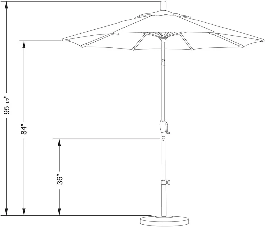 California Umbrella 7.5' Rd Pacific Trail Series Aluminum Patio Umbrella, Crank Lift, Push Button Tilt, Black Finish