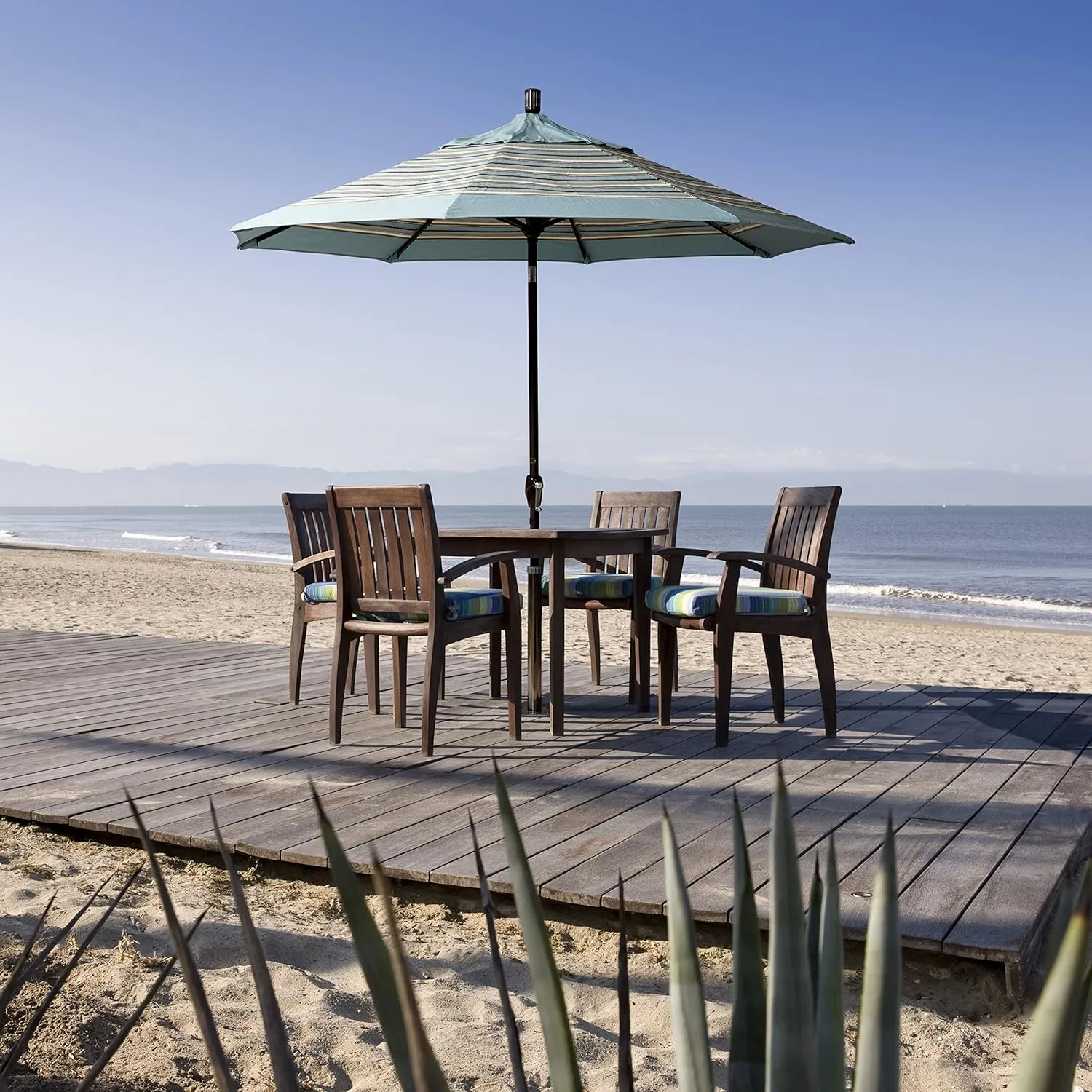 California Umbrella 7.5' Rd Pacific Trail Series Aluminum Patio Umbrella, Crank Lift, Push Button Tilt, Black Finish