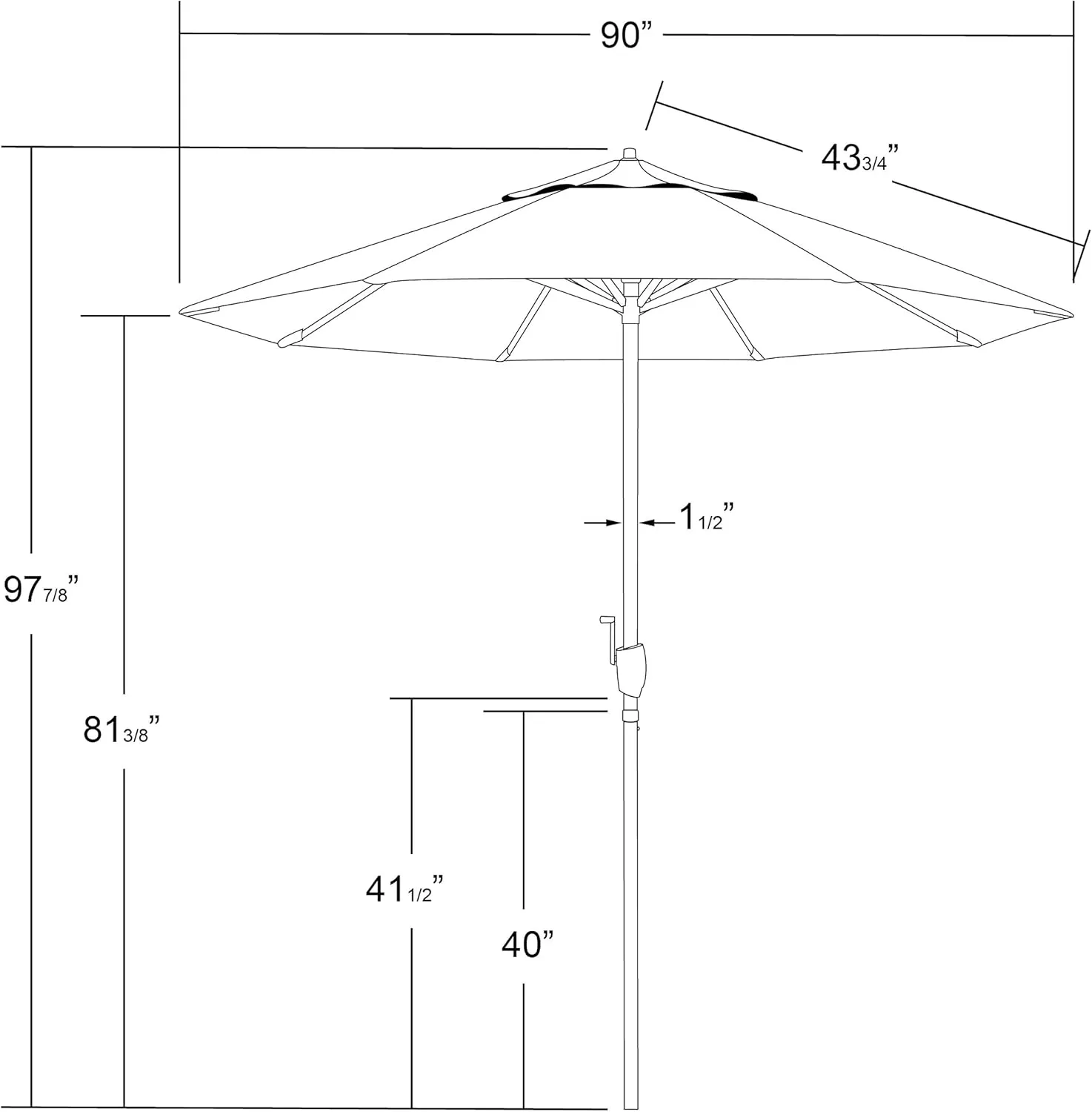California Umbrella 7.5' Round Sunbrella Aluminum Outdoor Deck, Pool or Patio Umbrella, Crank Lift, Auto Tilt, Bronze Pole, Pacific Blue