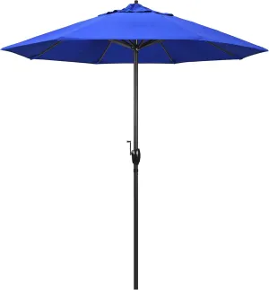 California Umbrella 7.5' Round Sunbrella Aluminum Outdoor Deck, Pool or Patio Umbrella, Crank Lift, Auto Tilt, Bronze Pole, Pacific Blue