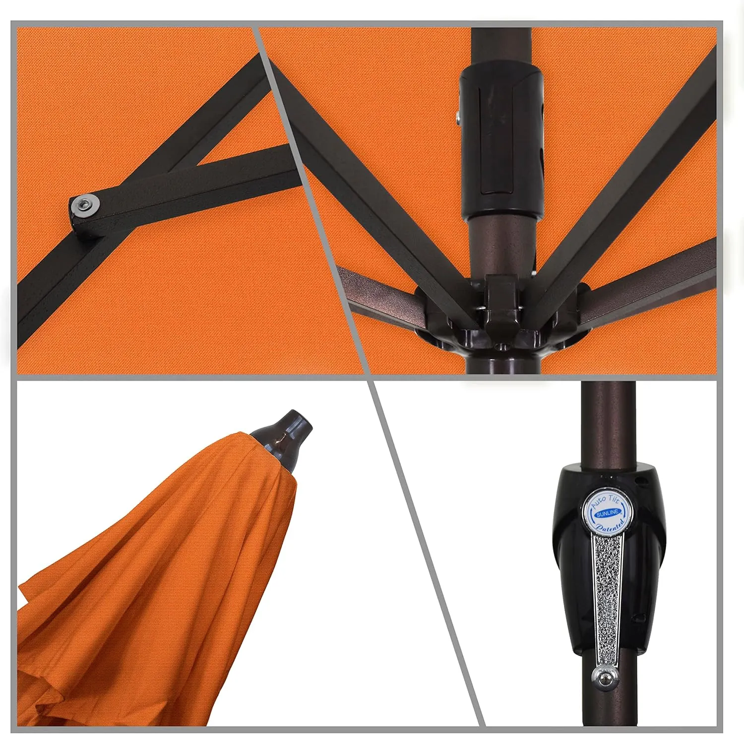 California Umbrella 7.5' Round Sunbrella Aluminum Outdoor Deck, Pool or Patio Umbrella, Crank Lift, Auto Tilt, Bronze Pole, Tuscan
